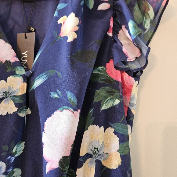 NWT Yumi Kim Chelsea Elastic Waist Plaid Floral Print Short Sleeve Mini Dress M. - Picture 14 of 16